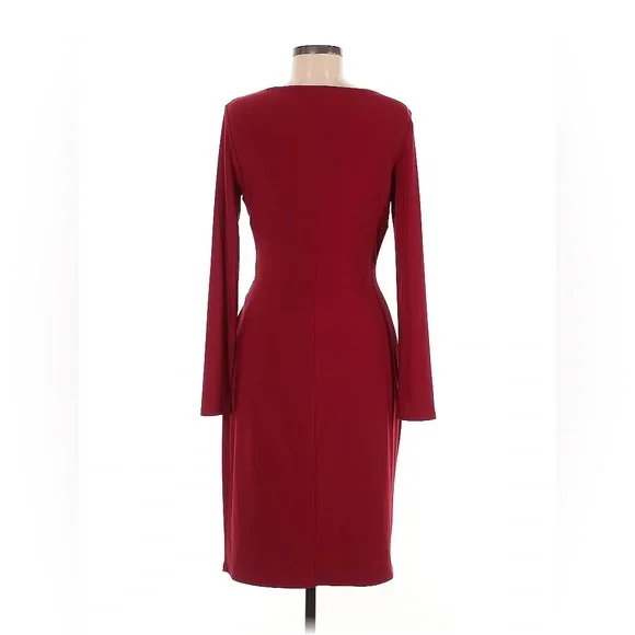 Lauren Ralph Lauren Red Ruched Wrap Cocktail Dress - Picture 2 of 7